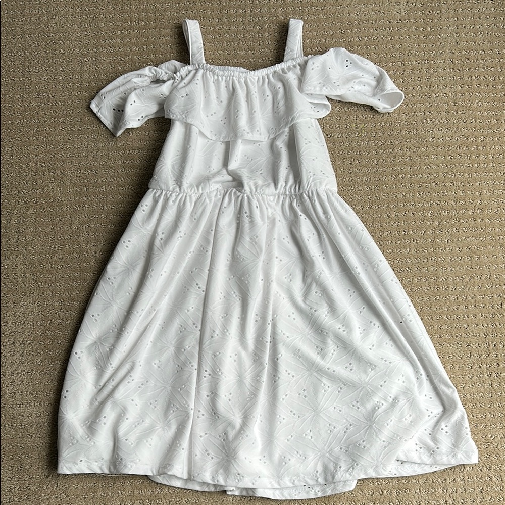 Tahari GirlWhite Casual Flutter Sleeve Sundress -8